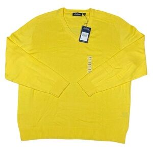 NWT Jack Nicklaus Men’s Yellow Lightweight Cotton V-Neck Golf Sweater Sz XL